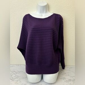 Dirty Ballerina Pullover Knit Top Women’s S Purple Button Accent Long Sleeve Z1‍